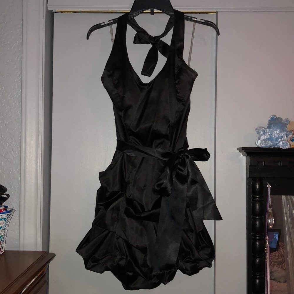 Black satin dress